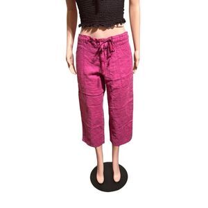 Pulp Linen mid rise fuchsia women cropped pants M